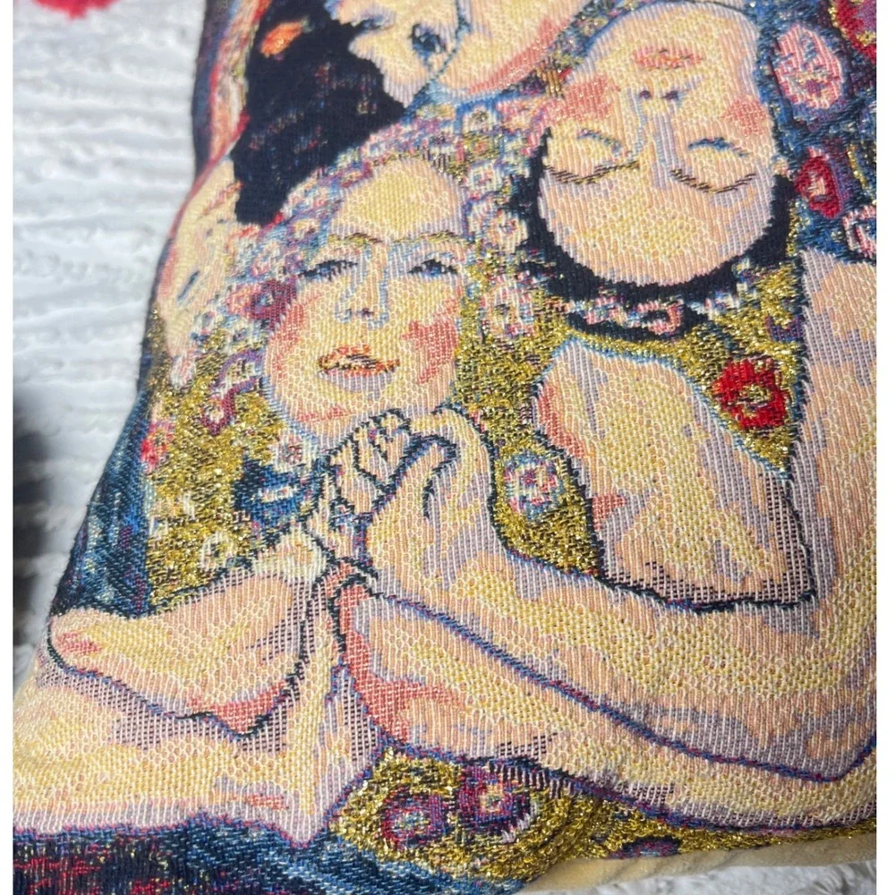 Metrax-Craye Gustav Klimt The Virgin Tapestry Pillow Metallic Gold 17x17 Belgium